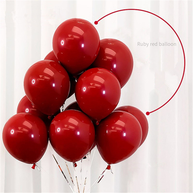 30 sztuk rubinowo czerwonych balonów - złote, czerwone, srebrne balony do konfetti, chromowane, metalowe, lateksowe balony - dekoracja ślubna, urodzinowa - Wianko - 6
